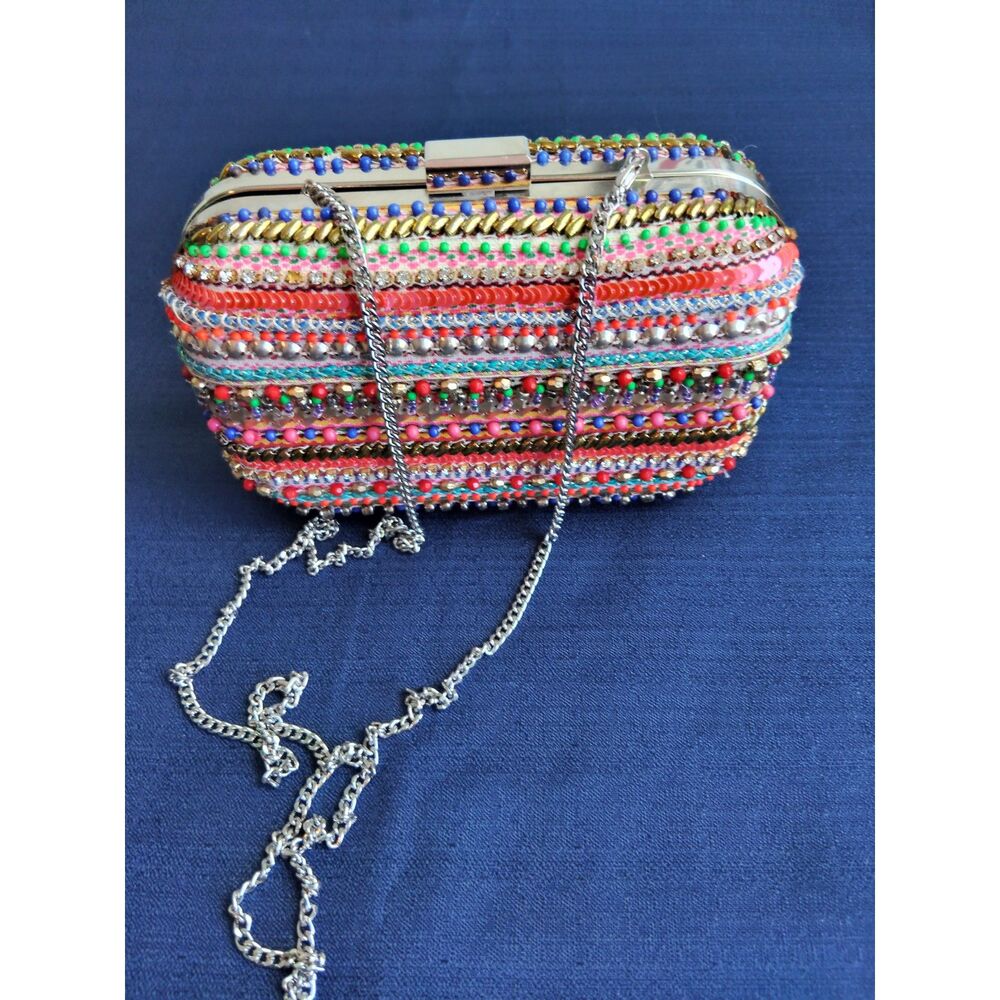 ZARA Basic Y2K Sequins Beaded Multicolor  Crossbody Minaudiere Clutch Bag